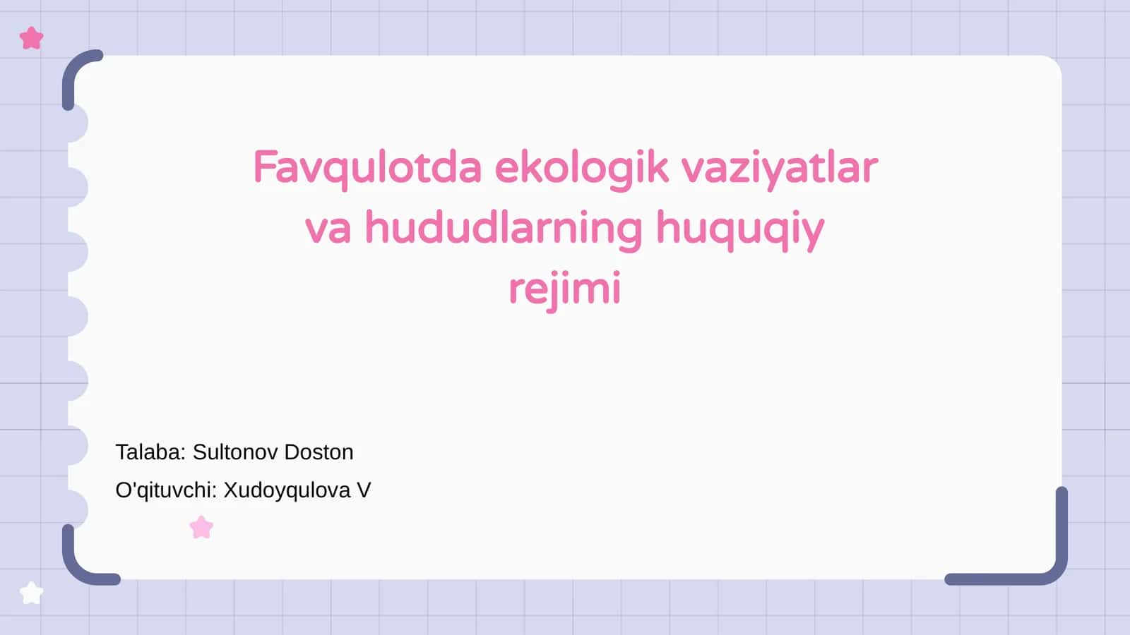 Favqulotda ekologik vaziyatlar va hududlarning huquqiy rejimi