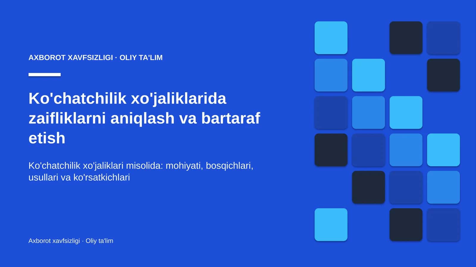 Ko'chatchilik xo'jaliklarida zaifliklarni aniqlash va bartaraf etish