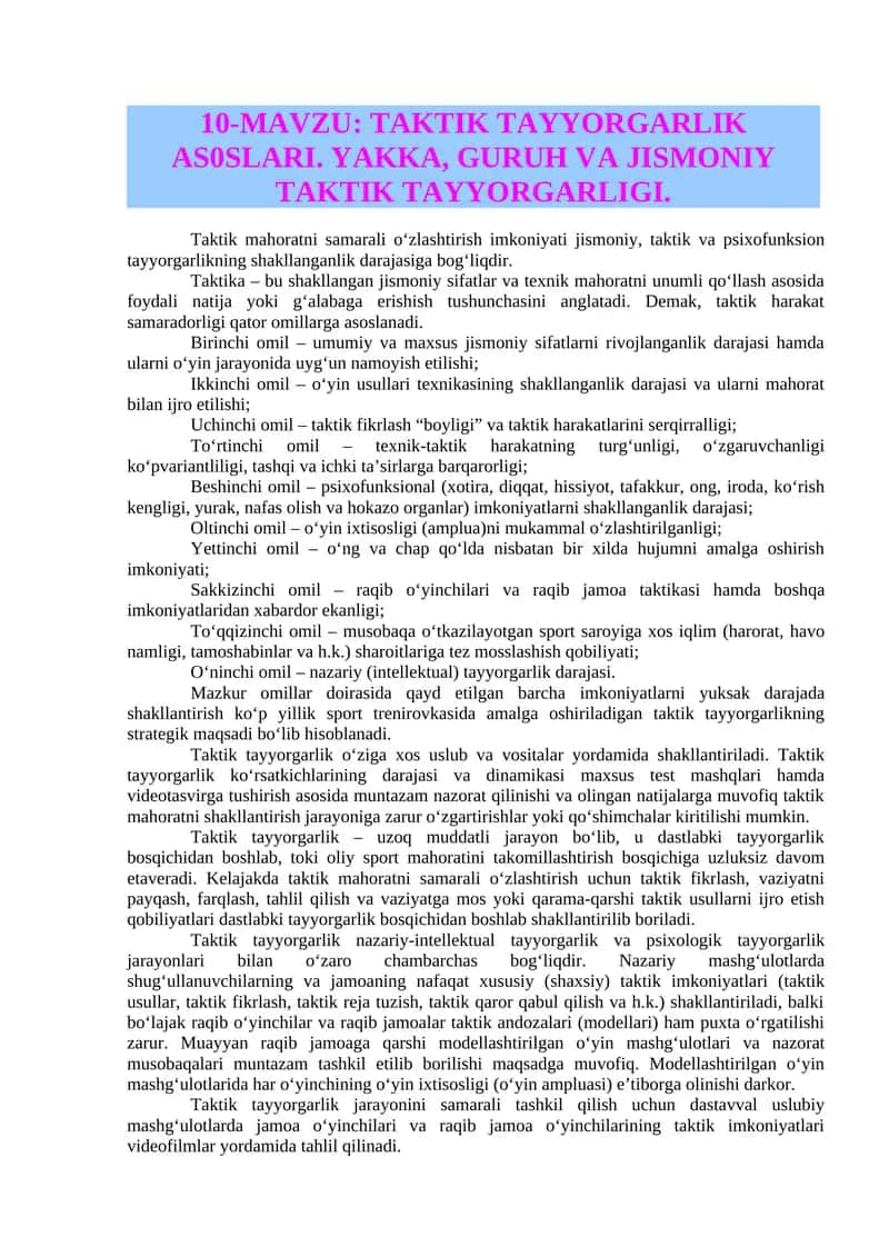 TAKTIK TAYYORGARLIK AS0SLARI