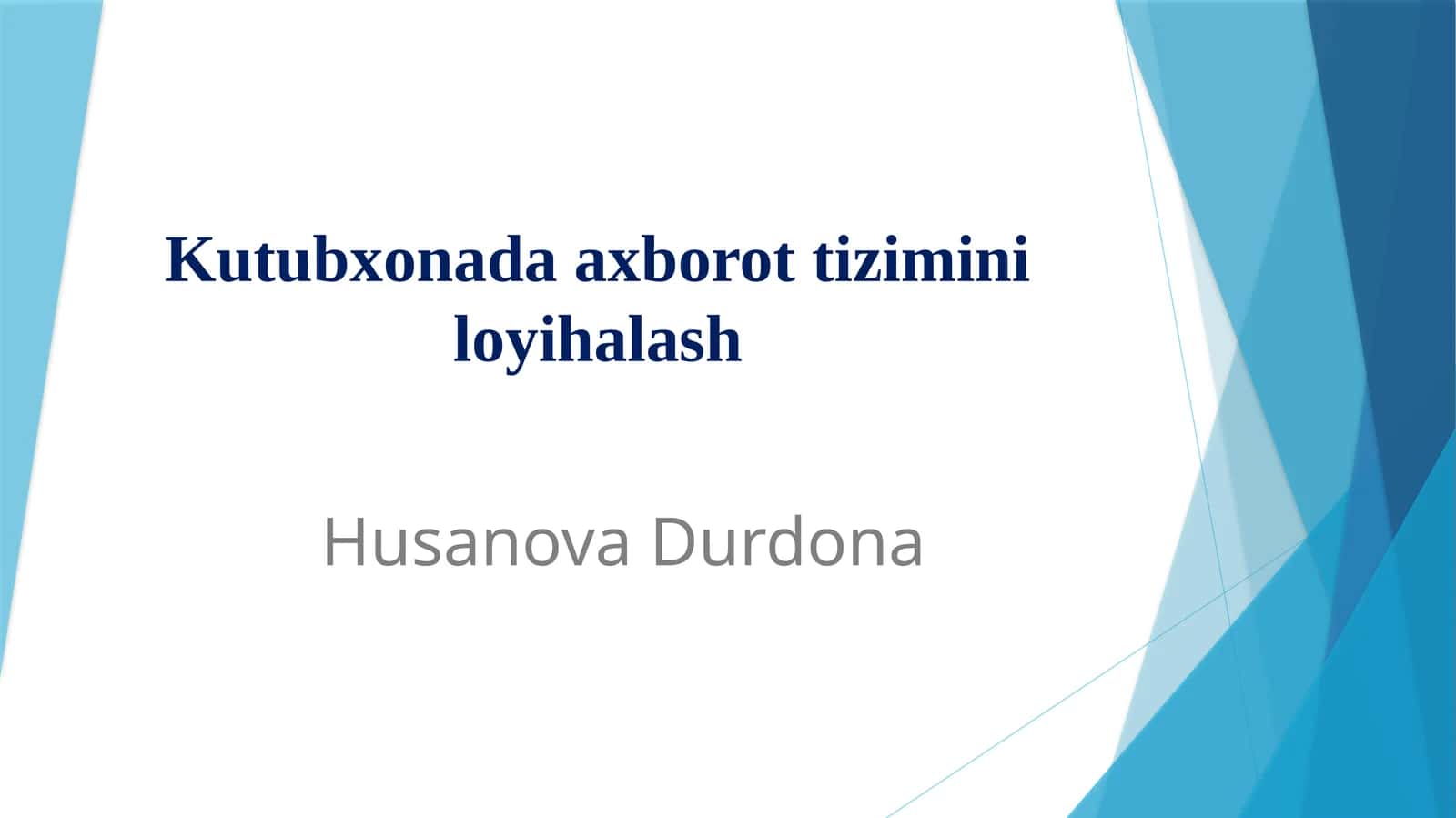 Kutubxonada axborot tizimini loyihalash