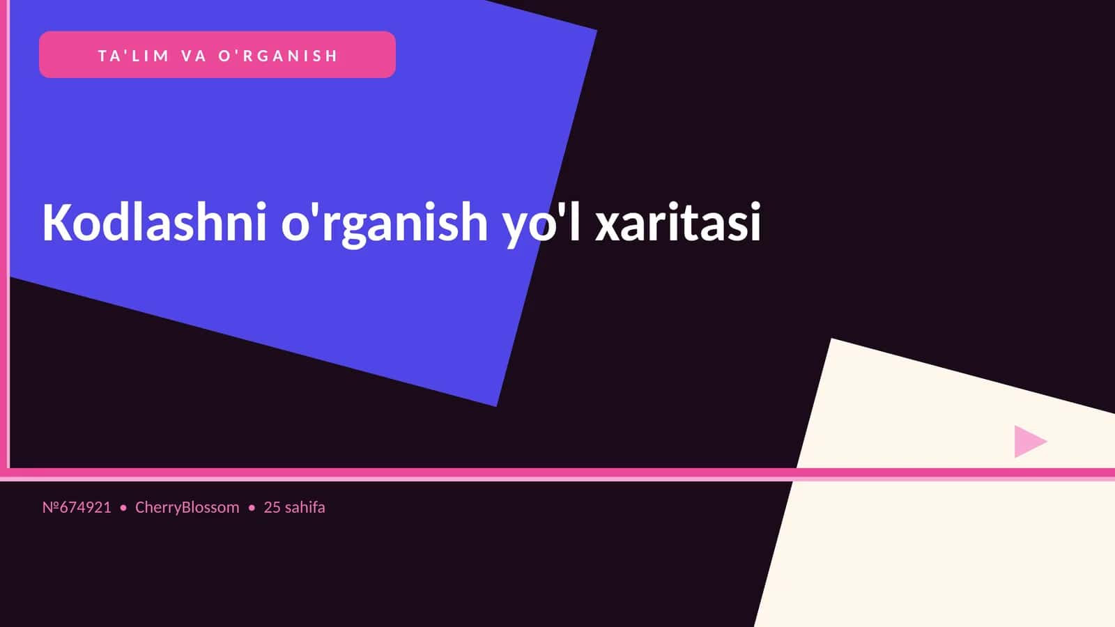 Kodlashni o'rganish yo'l xaritasi