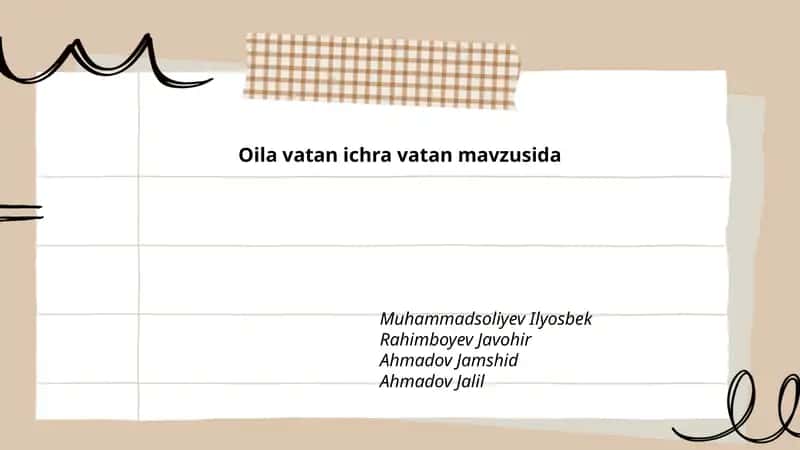 Oila vatan ichra vatan mavzusida