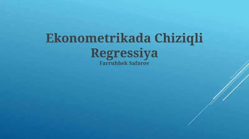 Ekonometrikada Chiziqli Regressiya