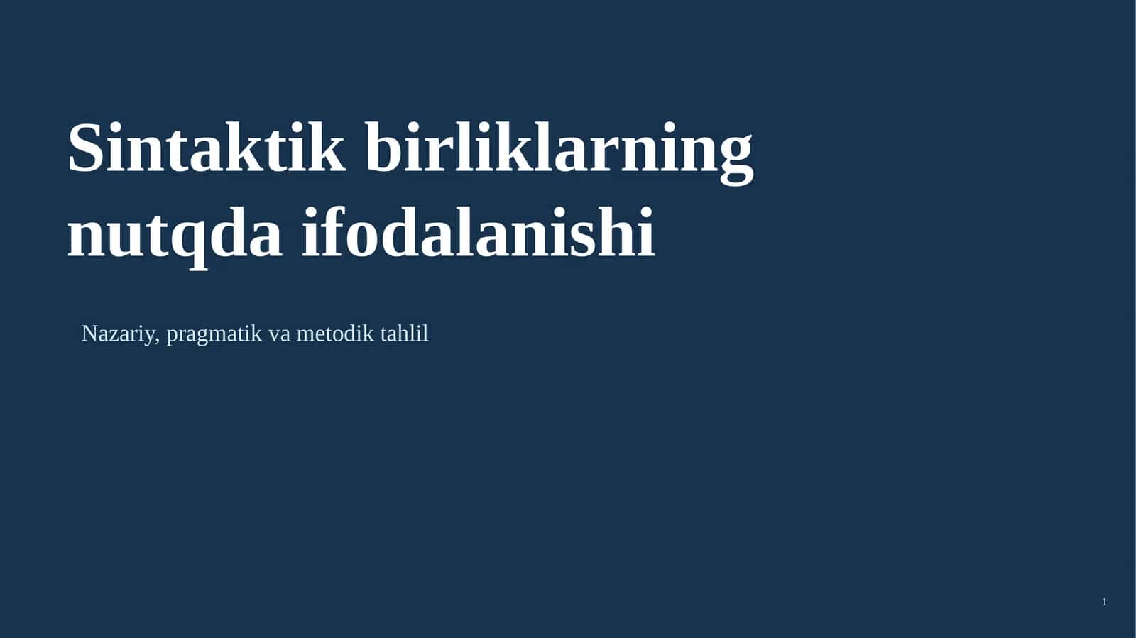 Nutqda Sintaktik Birliklar