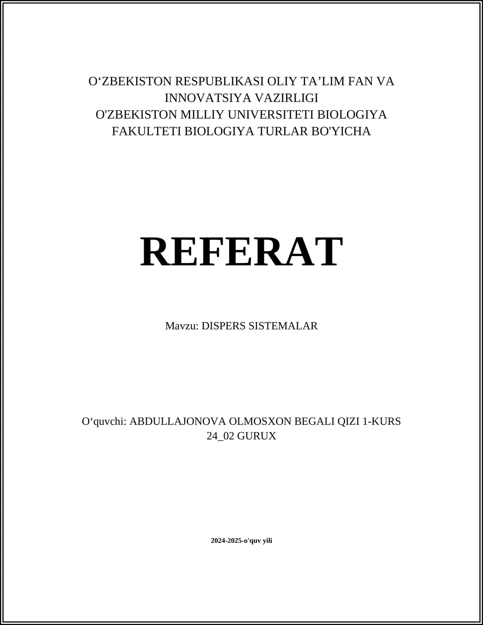 DISPERS SISTEMALAR
