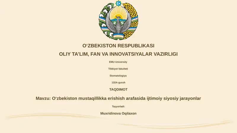 Oʻzbekiston mustaqillikka erishish arafasida ijtimoiy siyosiy jarayonlar