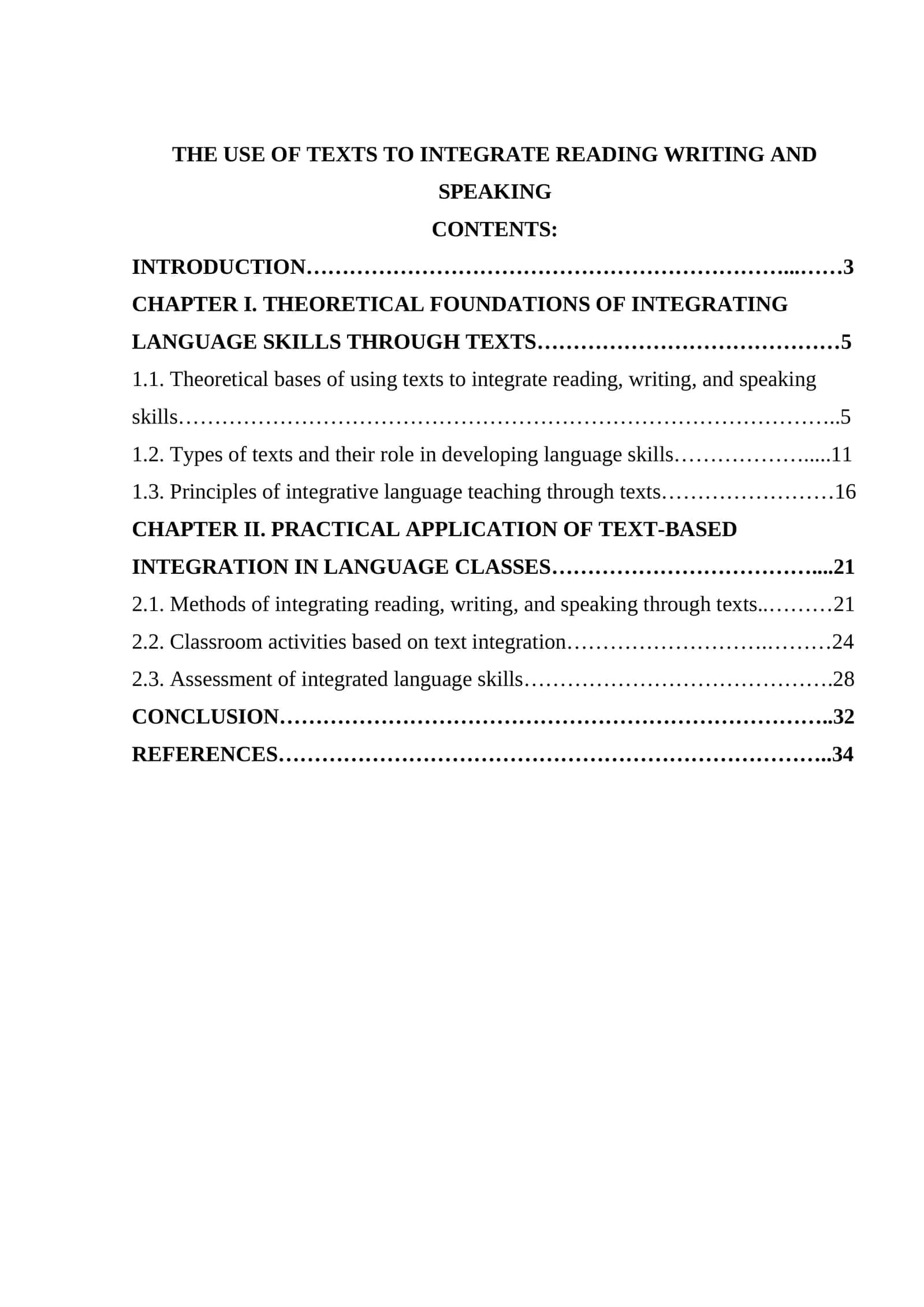 THE USE OF TEXTS TO INTEGRATE READING WRITING AND SPEAKING