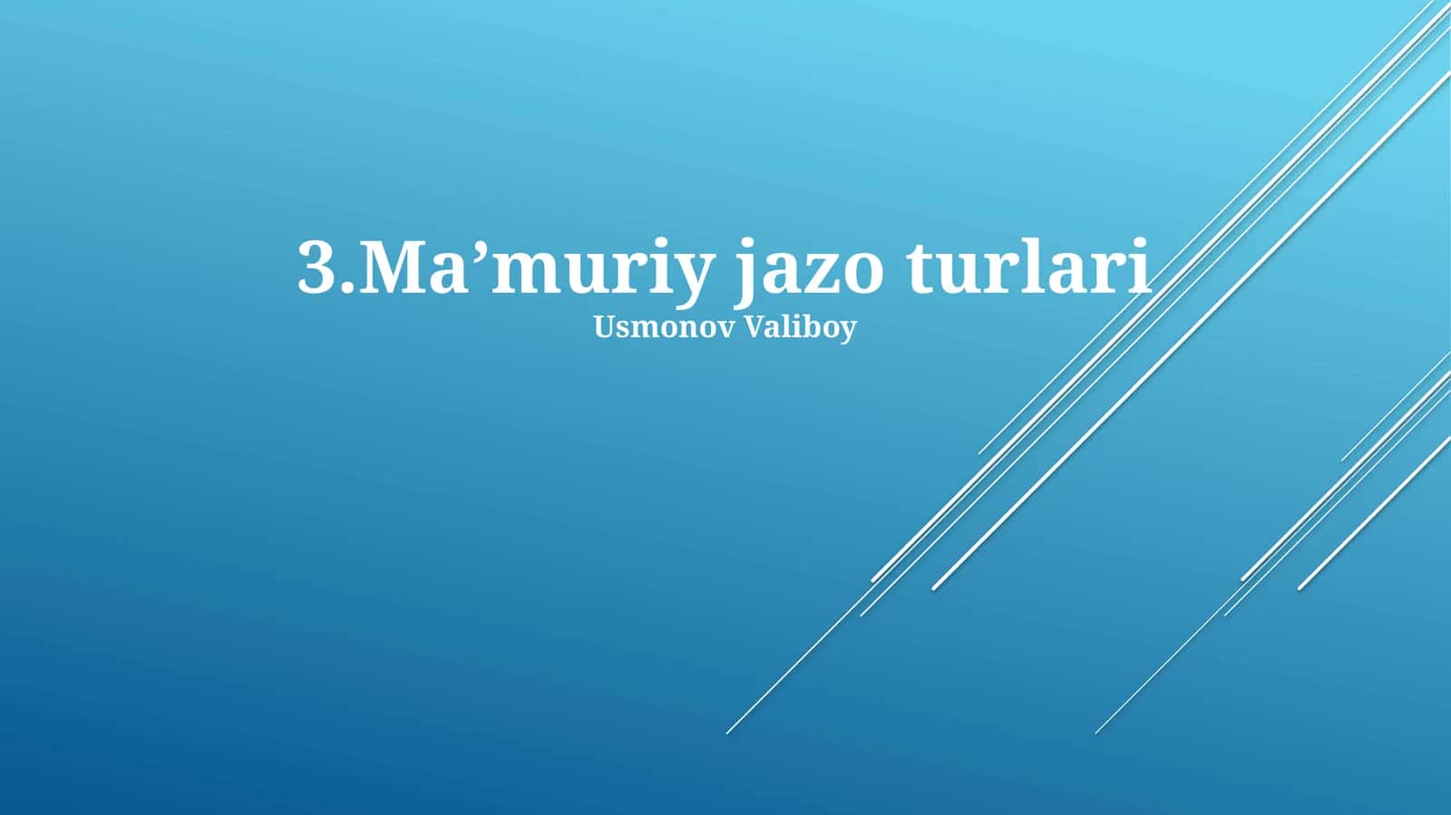 Ma’muriy jazo turlari