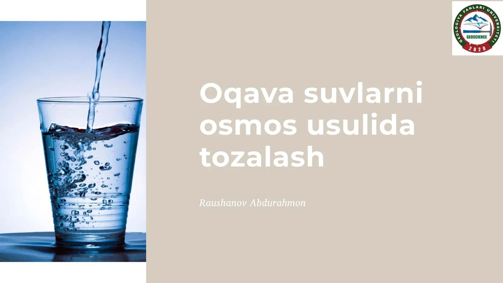 Oqava suvlarni osmos usulida tozalash