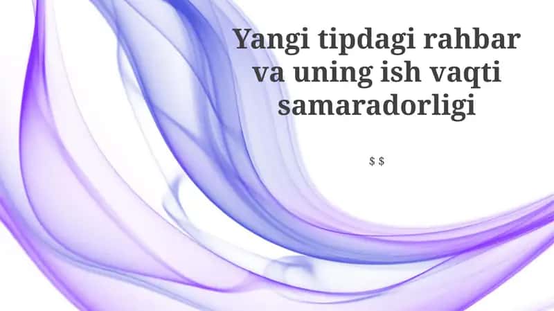 Yangi tipdagi rahbar va uning ish vaqti samaradorligi