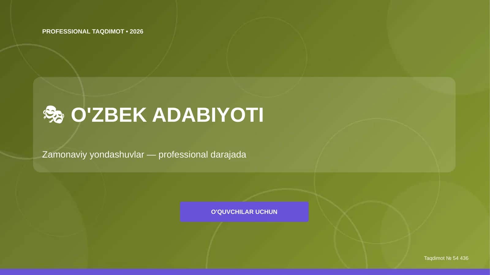 O'zbek adabiyoti: zamonaviy yondashuvlar (professional darajada) [o'quvchilar uchun]