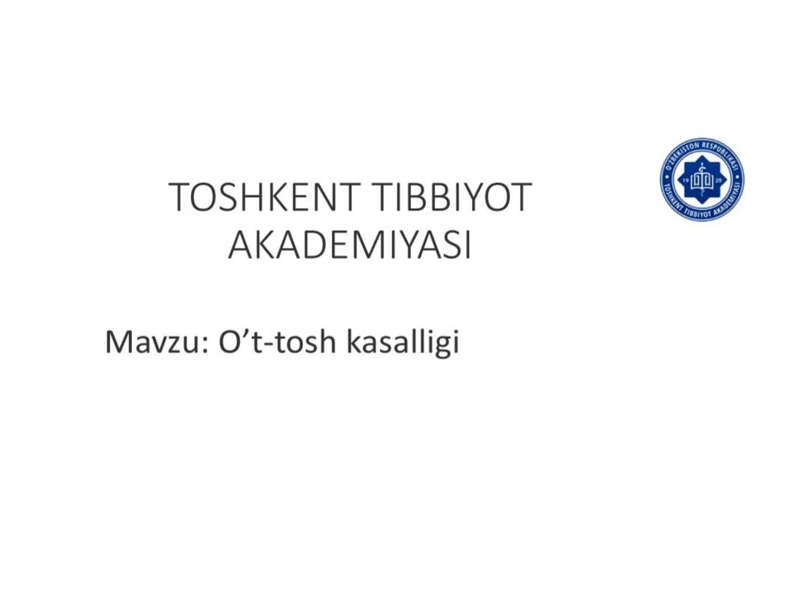 oʻt tosh kasalliklari