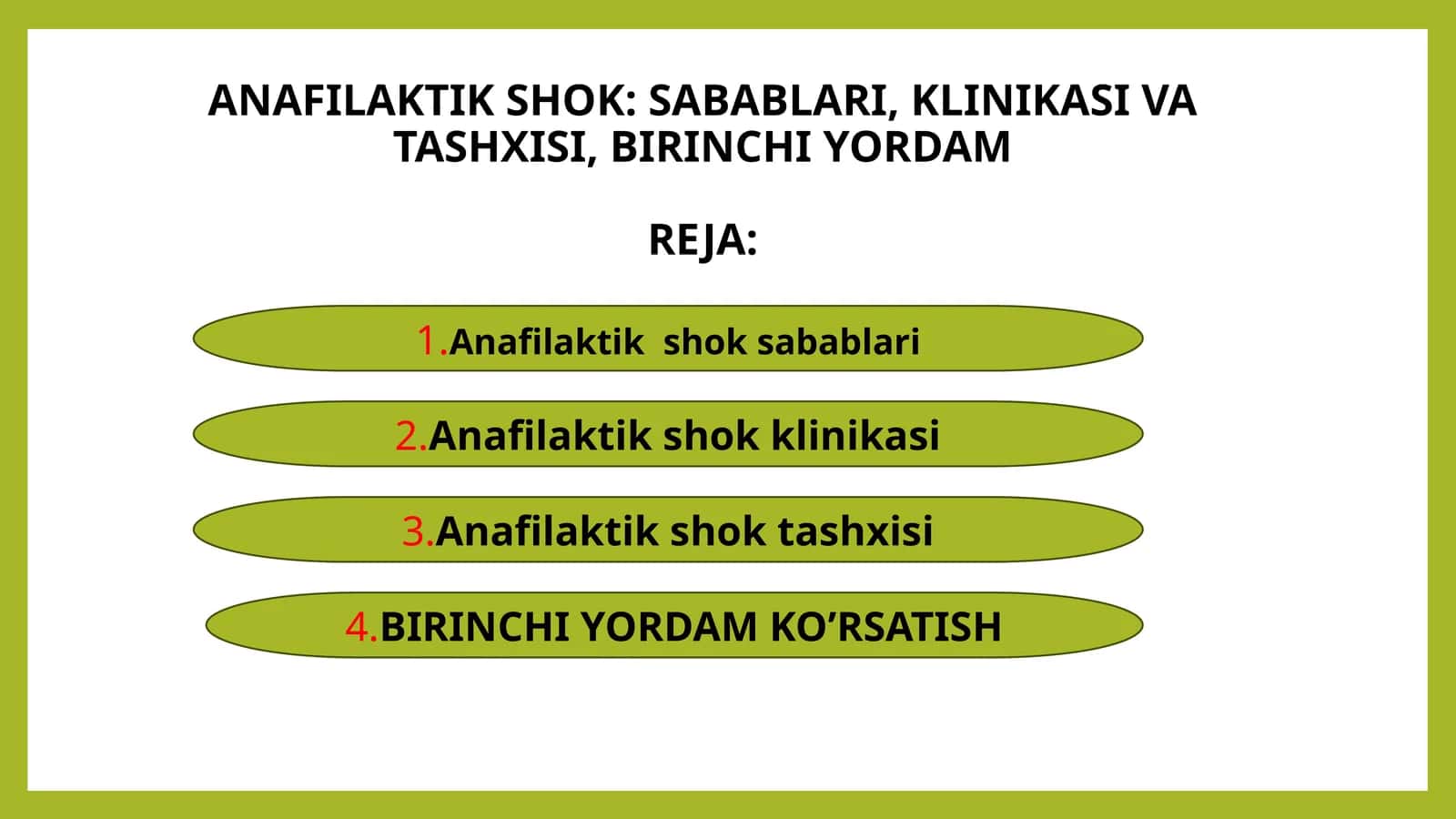 ANAFILAKTIK SHOK: SABABLARI, KLINIKASI VA TASHXISI, BIRINCHI YORDAM