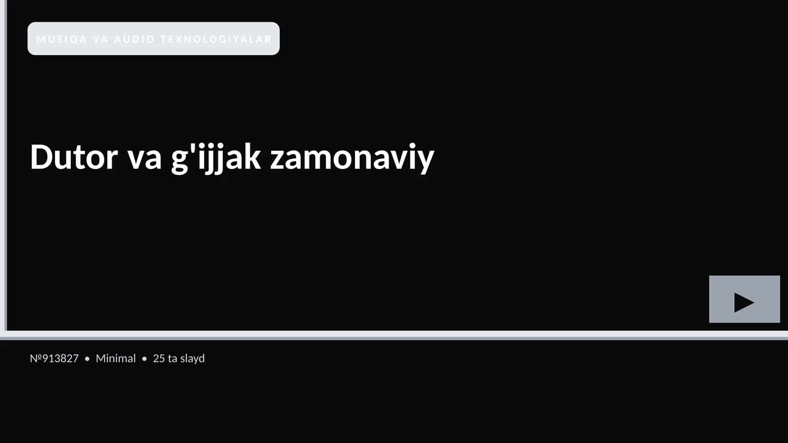 MUSIQA VA AUDIO TEXNOLOGIYALAR