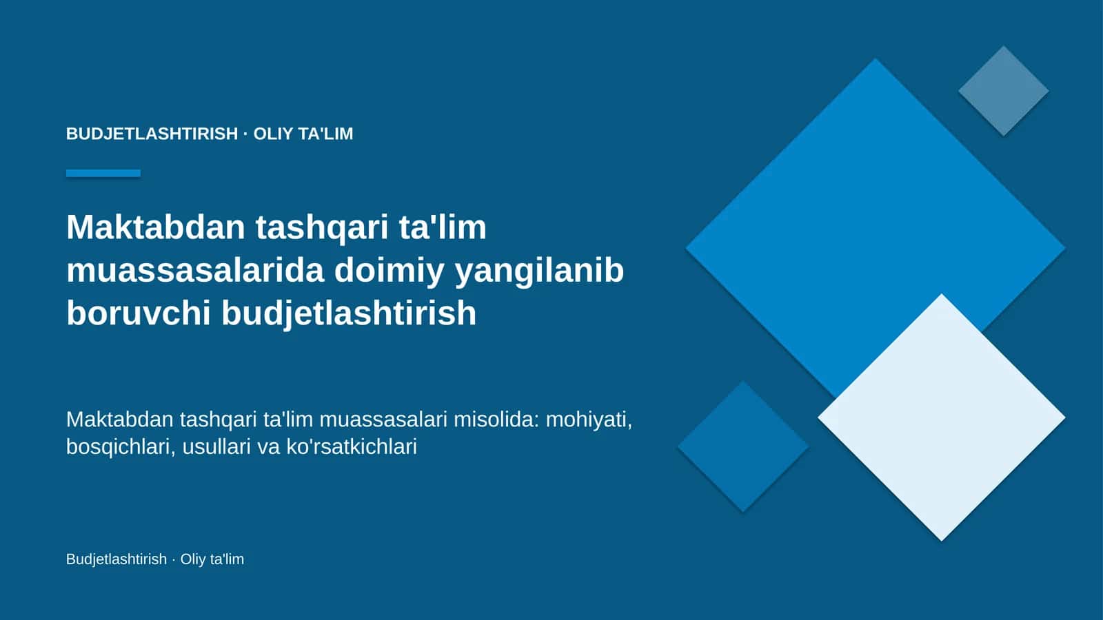 maktabdan tashqari ta'lim muassasalarida doimiy yangilanib boruvchi budjetlashtirish 9603