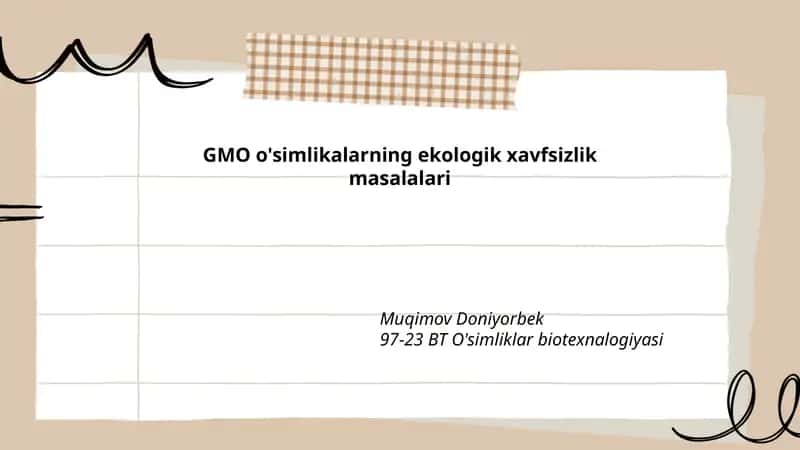 GMO o'simlikalarning ekologik xavfsizlik masalalari
