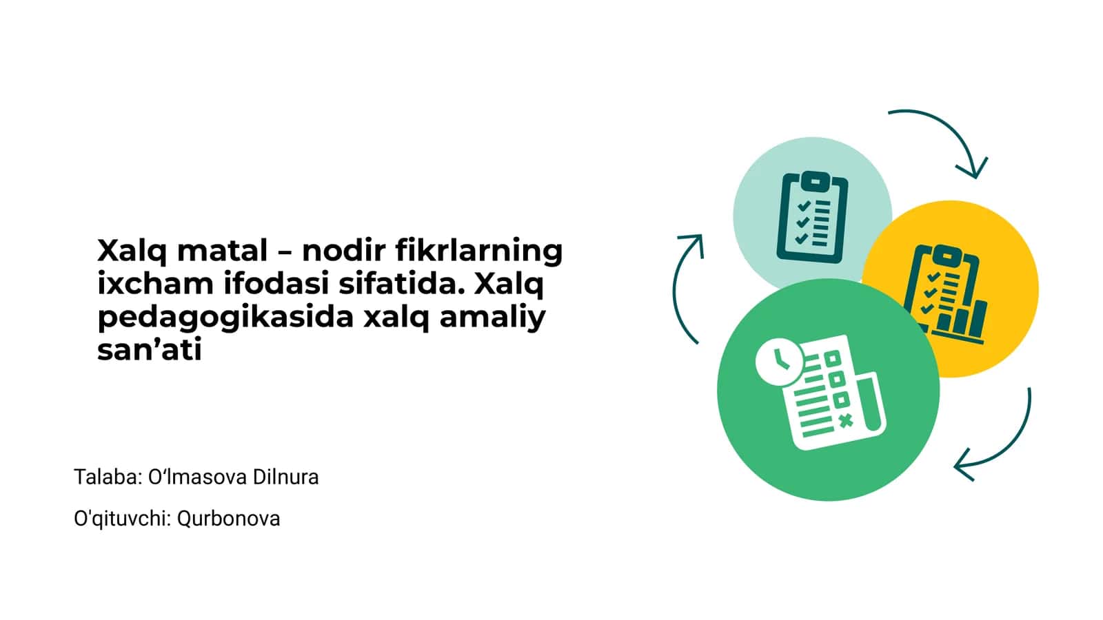 Xalq matallari – og‘zaki ijod namunasi