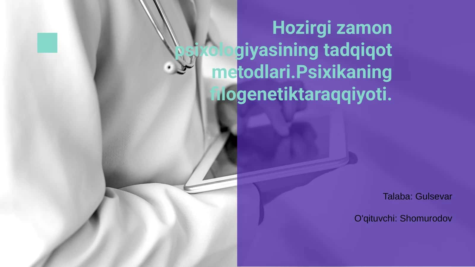 Hozirgi zamon psixologiyasining tadqiqot metodlari