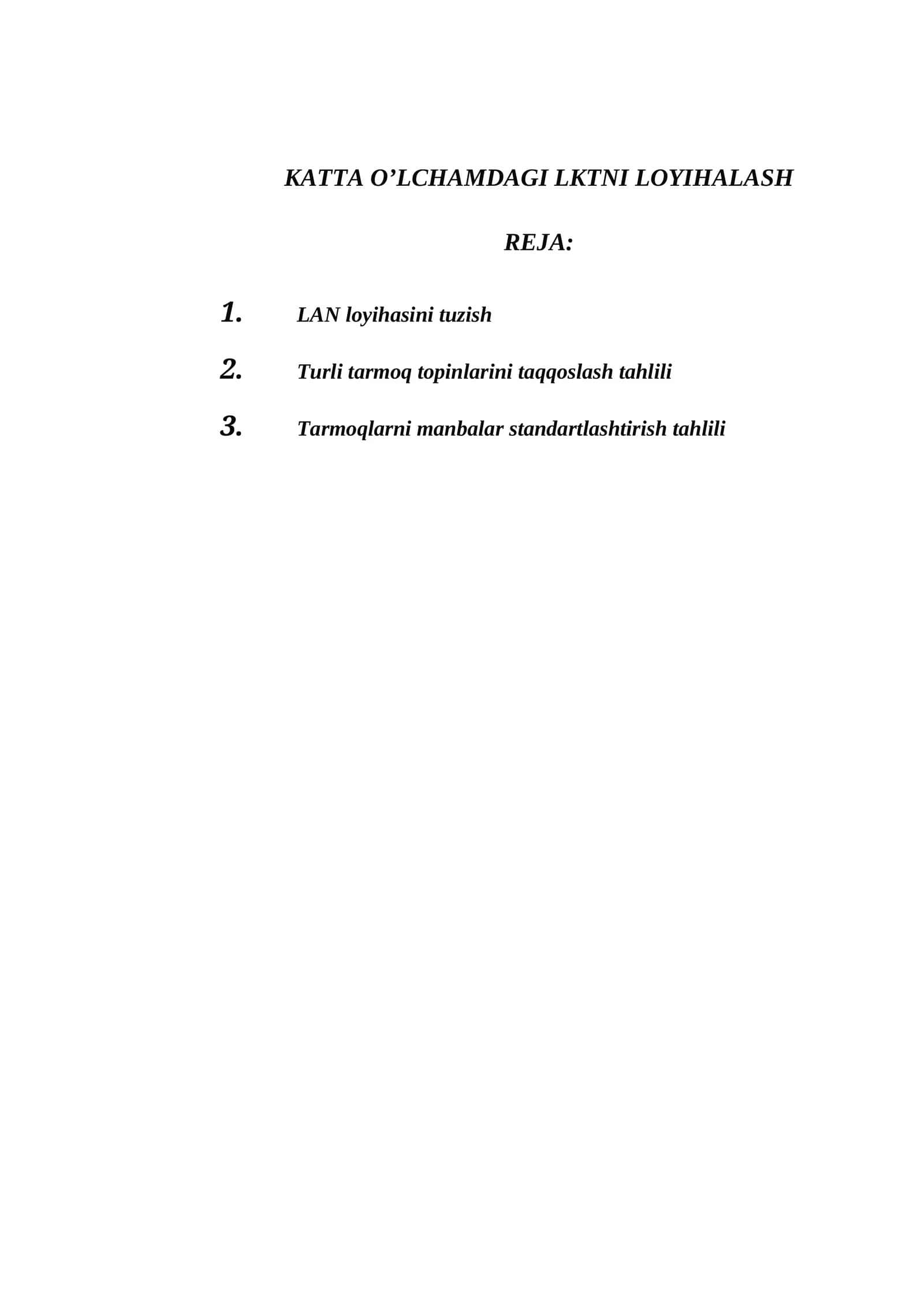 LAN loyihasi