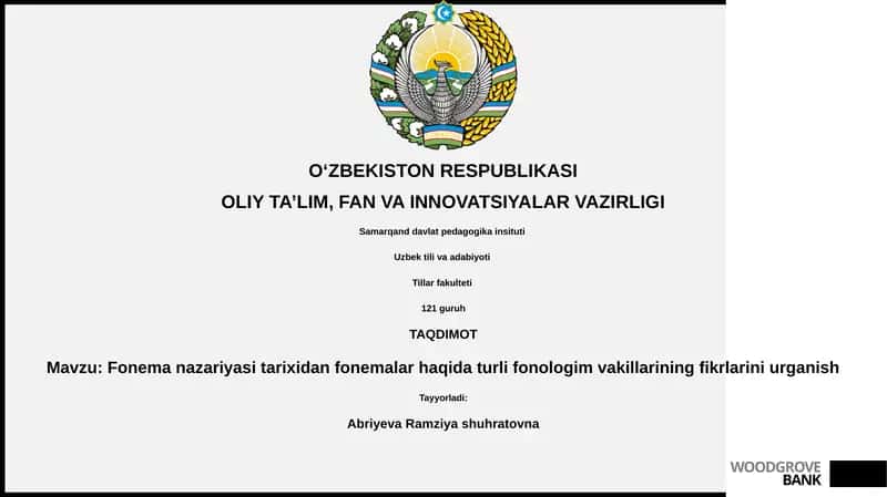 Fonema nazariyasi tarixidan fonemalar haqida turli fonologim vakillarining fikrlarini urganish