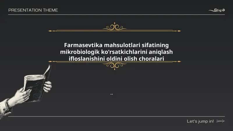 Farmasevtika mahsulotlari sifatining mikrobiologik koʻrsatkichlarini aniqlash ifloslanishini oldini olish choralari