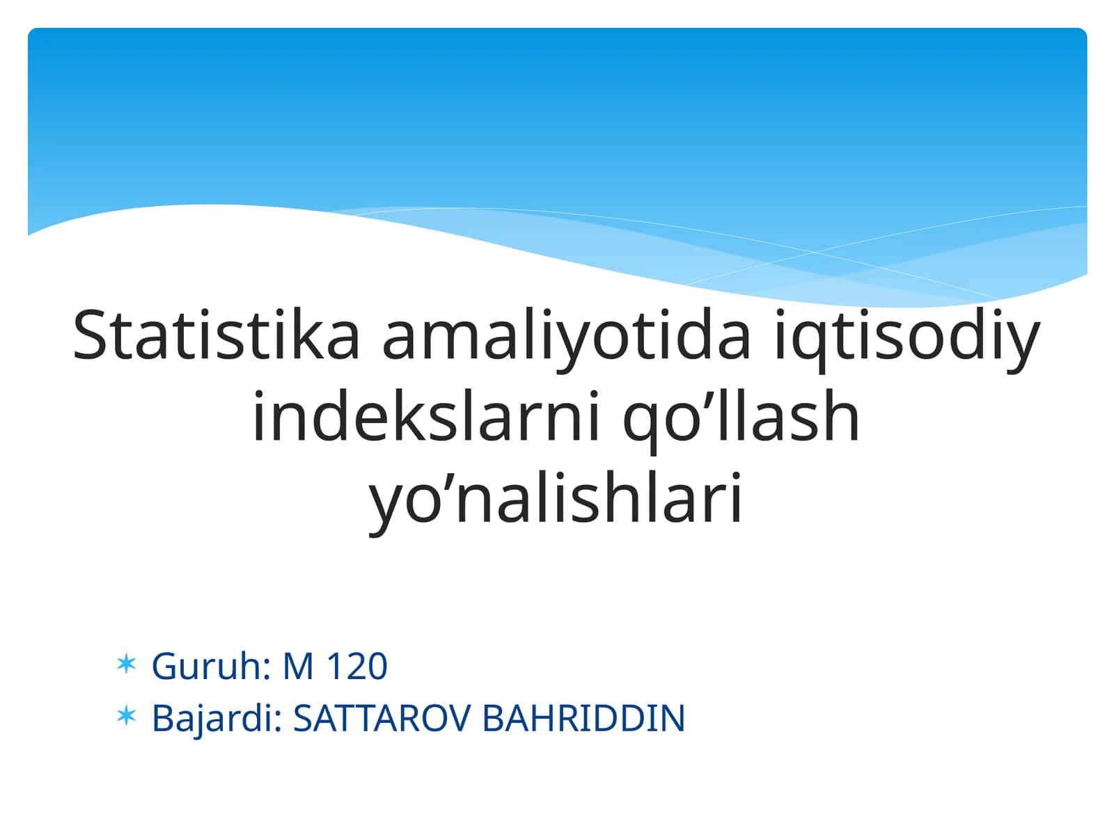 Statistika amaliyotida iqtisodiy indekslarni qo'llash yo'nalishlari