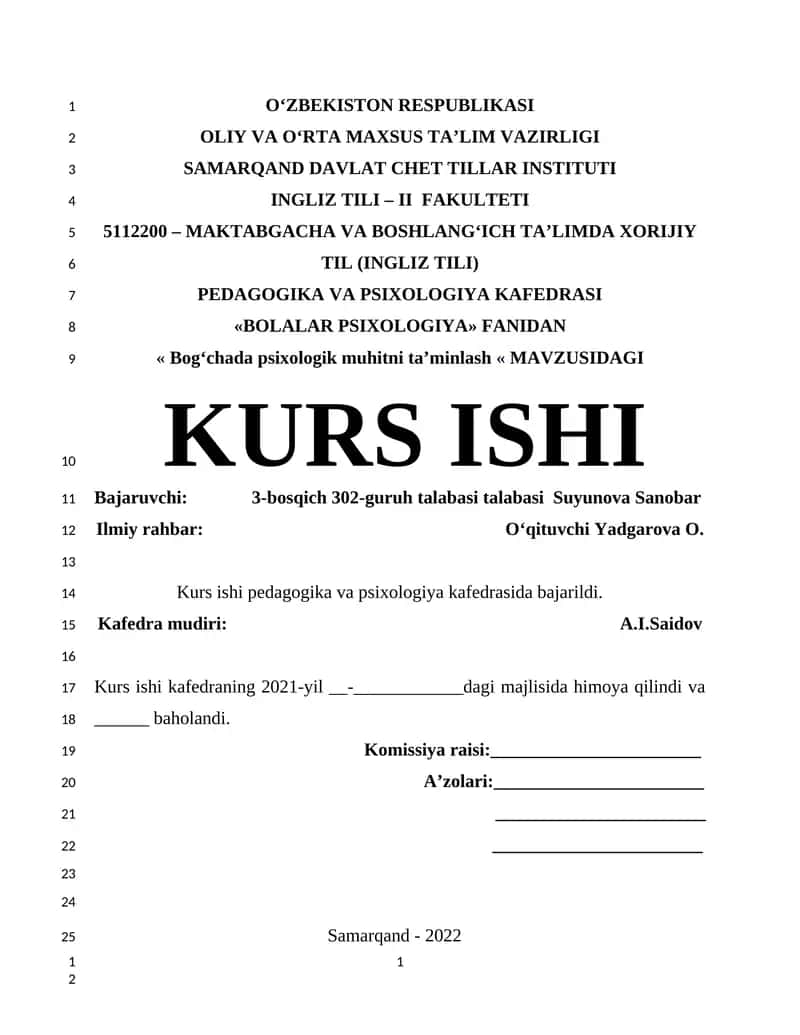 BOG‘CHADA PSIXOLOGIK MUHITNING O‘RNI VA BOLALARGA TA’SIRI