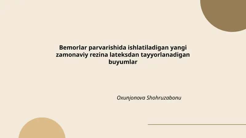 Bemorlar parvarishida ishlatiladigan yangi zamonaviy rezina lateksdan tayyorlanadigan buyumlar