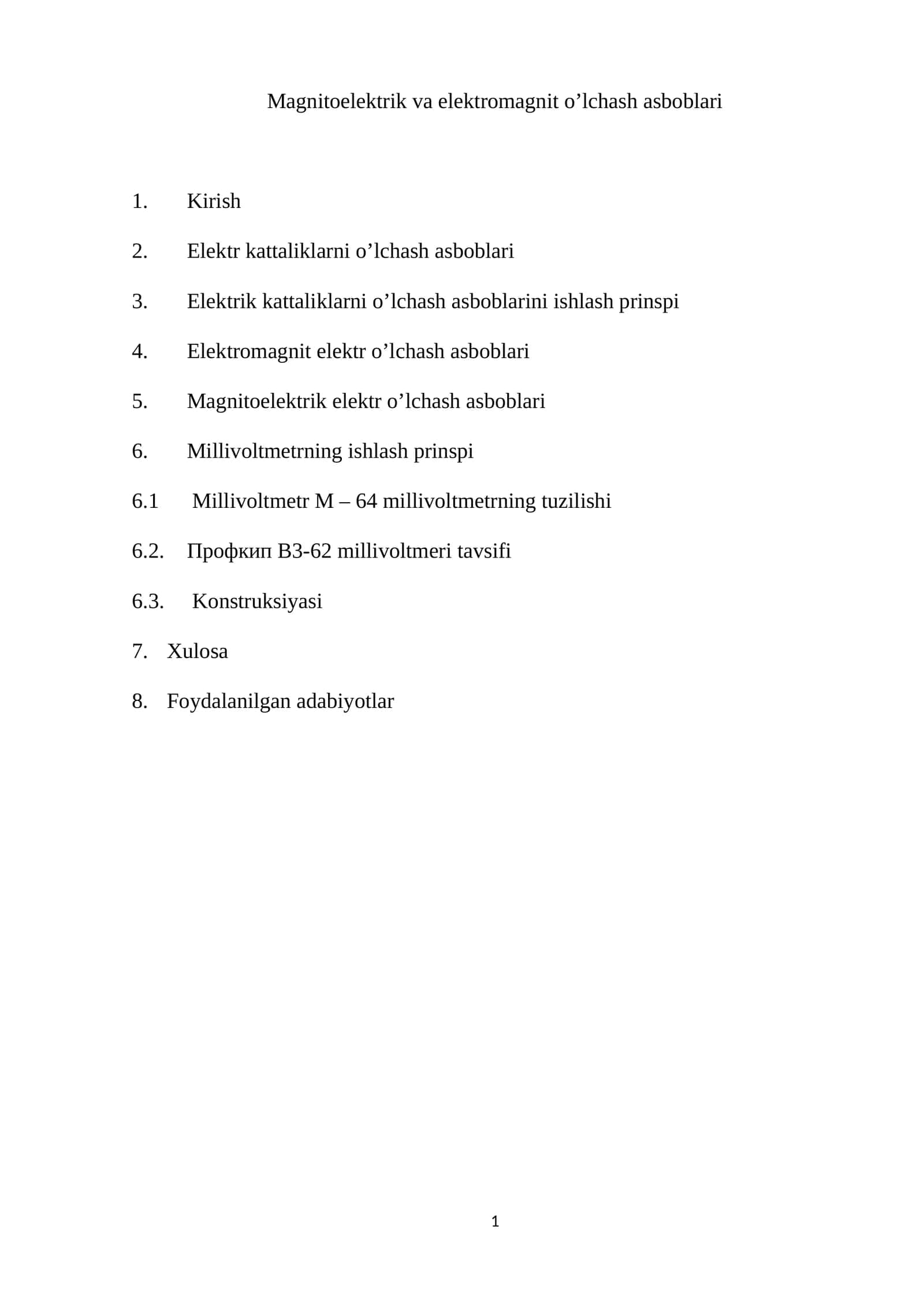 Magnitoelektrik va elektromagnit o’lchash asboblari