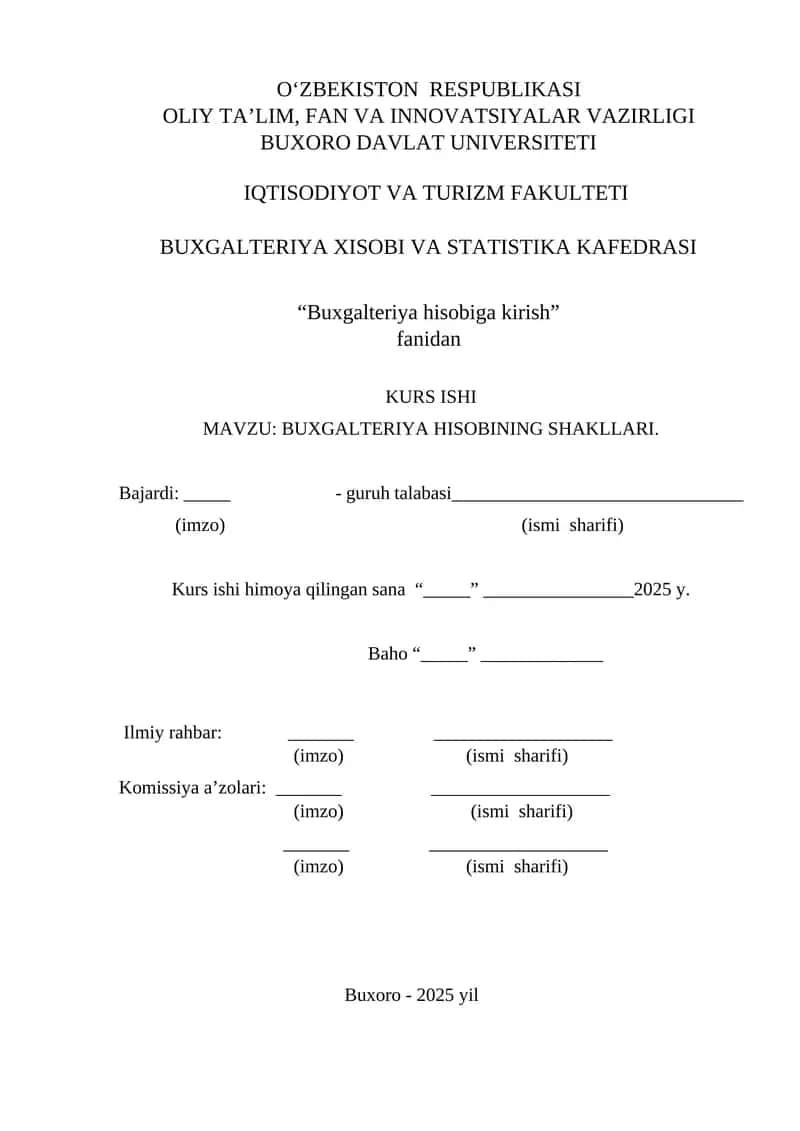 Buxgalteriya hisobiga kirish