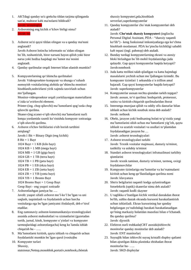 Kompyuterlarning qo‘shimcha qurilmalari