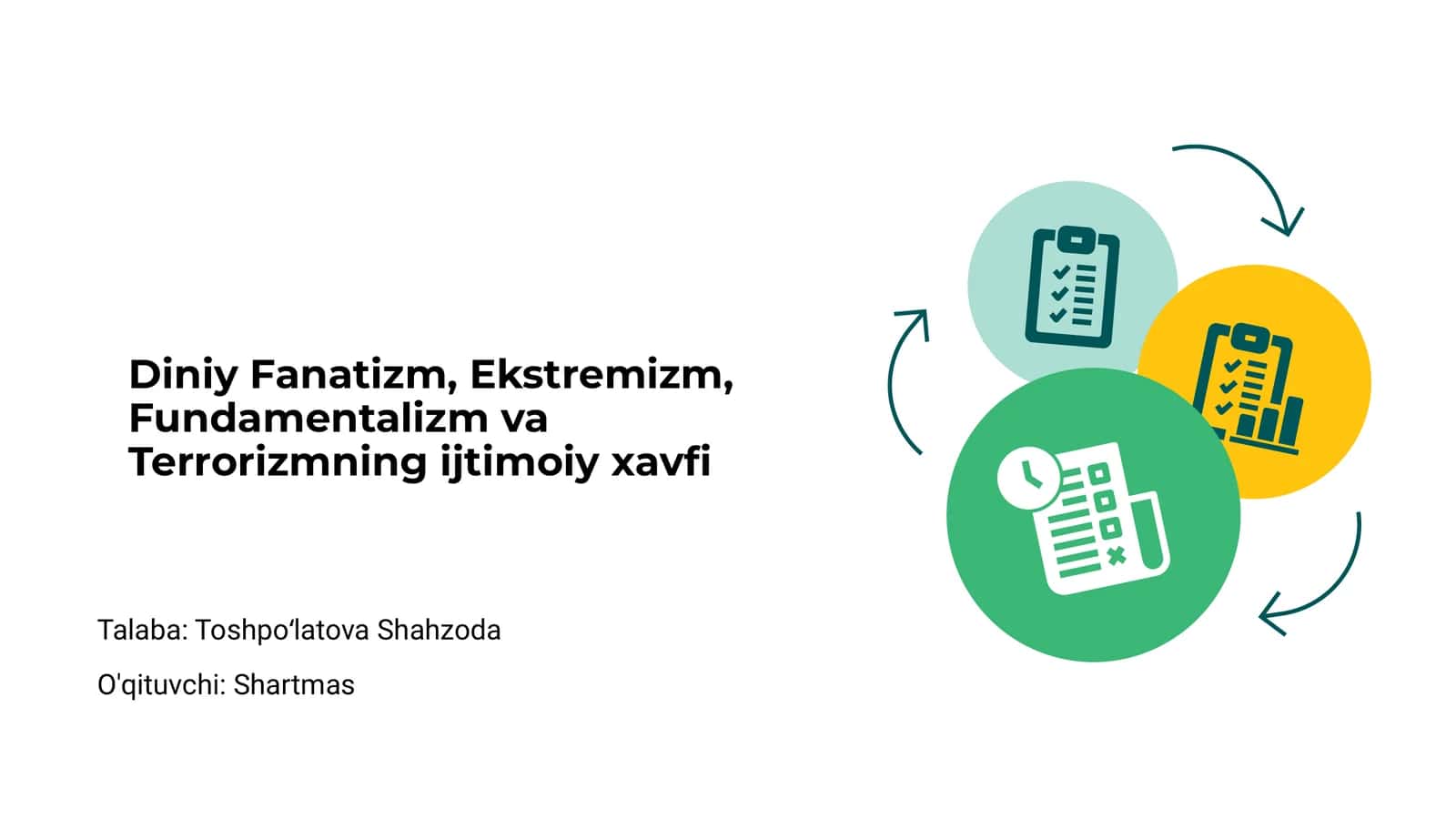 Diniy Fanatizm, Ekstremizm, Fundamentalizm va Terrorizmning ijtimoiy xavfi