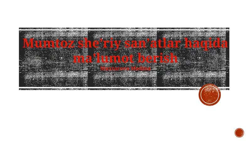 Sheʼriy Sanʼat Turlari va Shakllari
