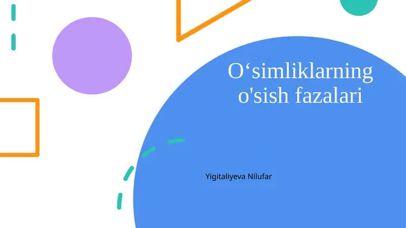 O‘simliklarningo'sishfazalari