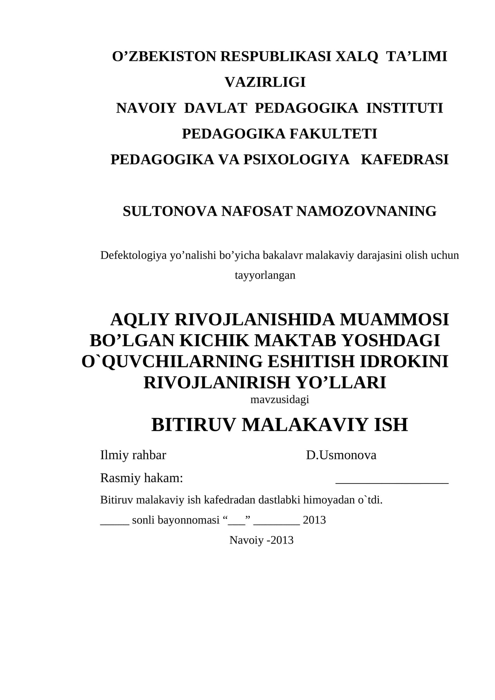 KICHIK MAKTAB YOSHDAGI O`QUVCHILARNING ESHITISH IDROKINI RIVOJLANIRISH YO’LLARI