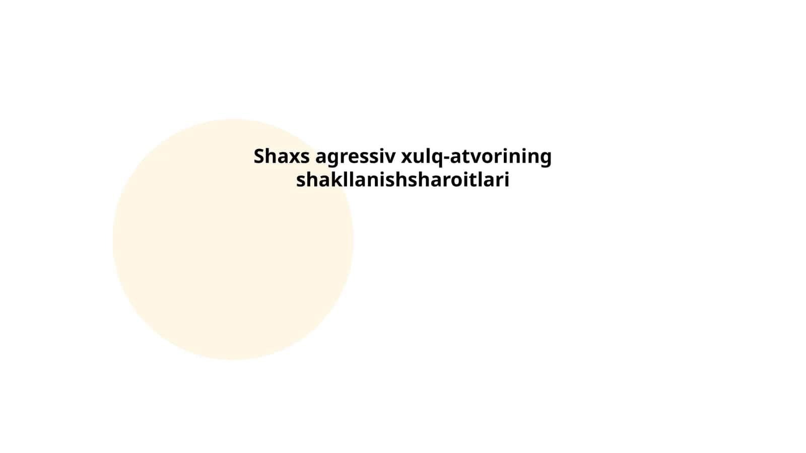 Agressiv xulq-atvorning shakllanish sharoitlari