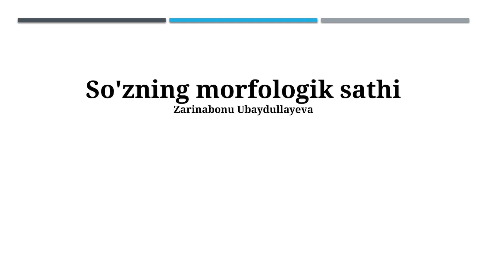 So'zning morfologik sathi
