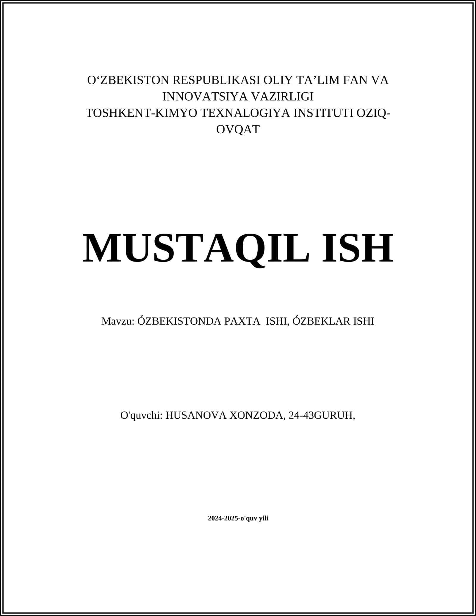 ÓZBEKISTONDA PAXTA ISHI, ÓZBEKLAR ISHI