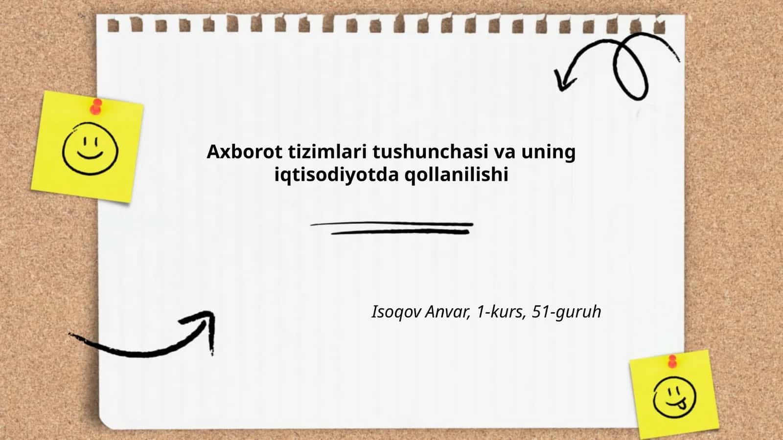 Axborot tizimlari tushunchasi va uning iqtisodiyotda qollanilishi