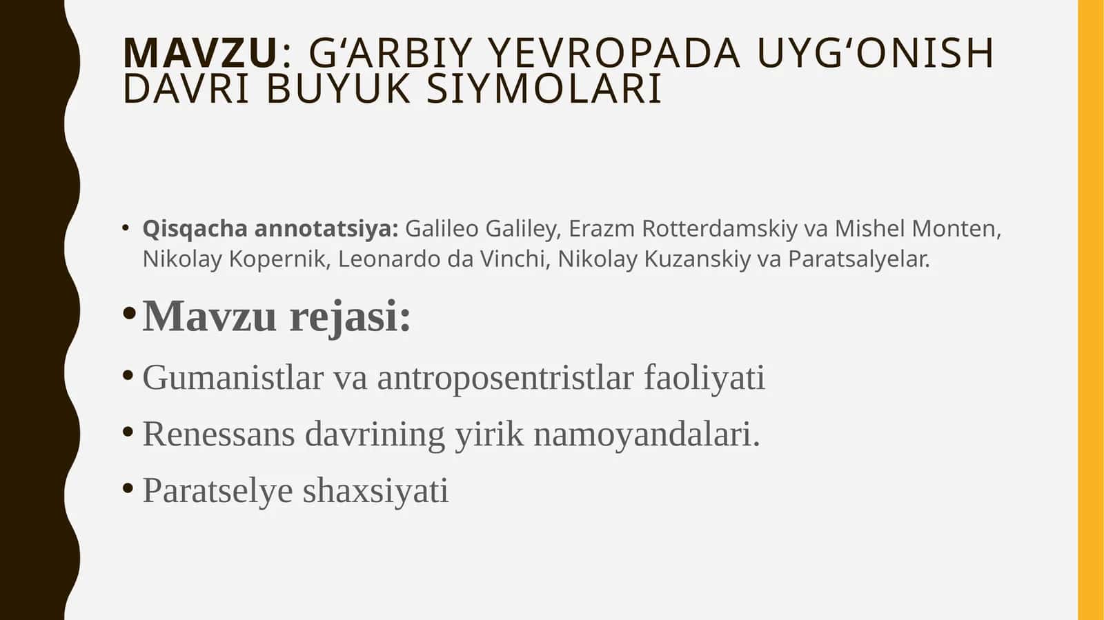 G‘arbiy Yevropada Uyg‘onish davribuyuksiymolari
