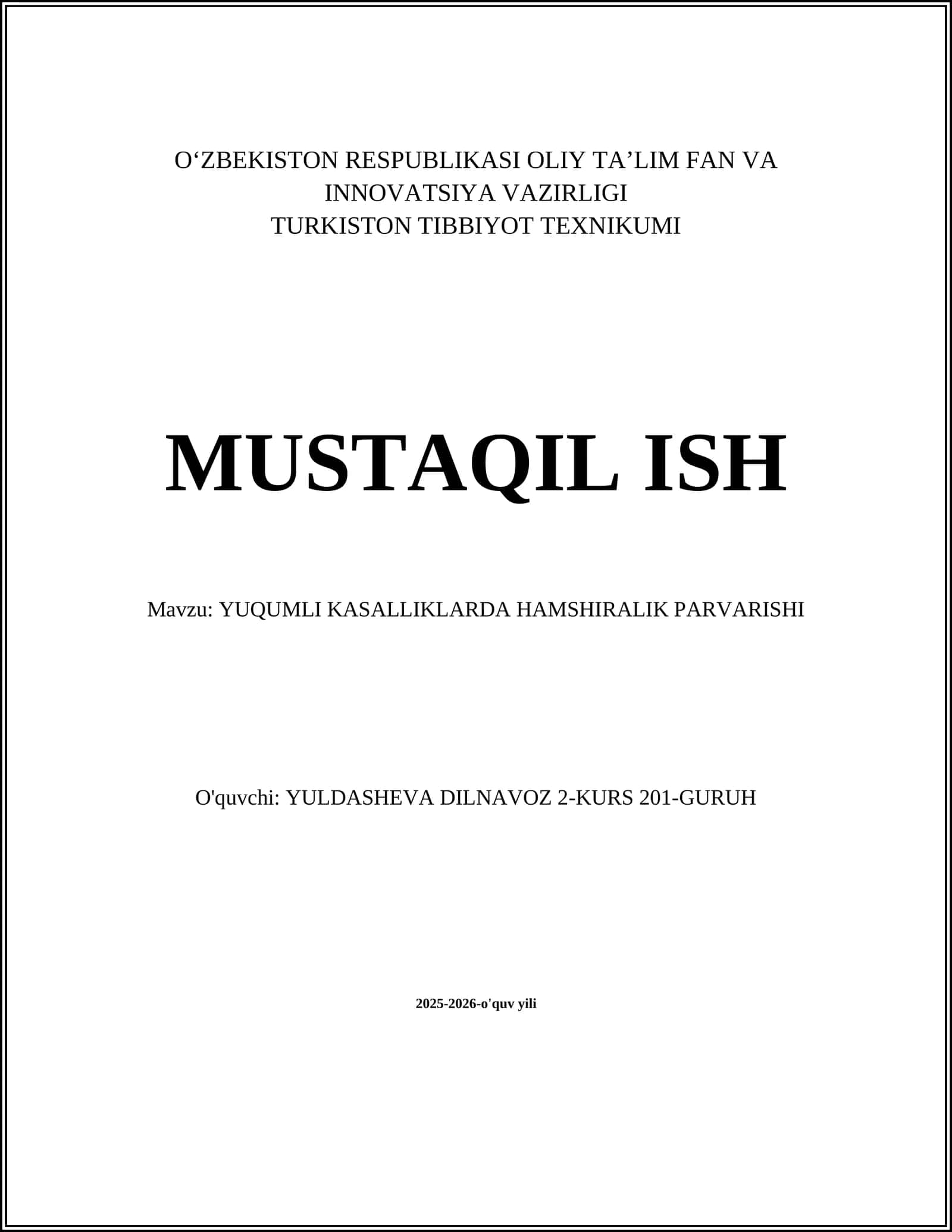 YUQUMLI KASALLIKLARDA HAMSHIRALIK PARVARISHI