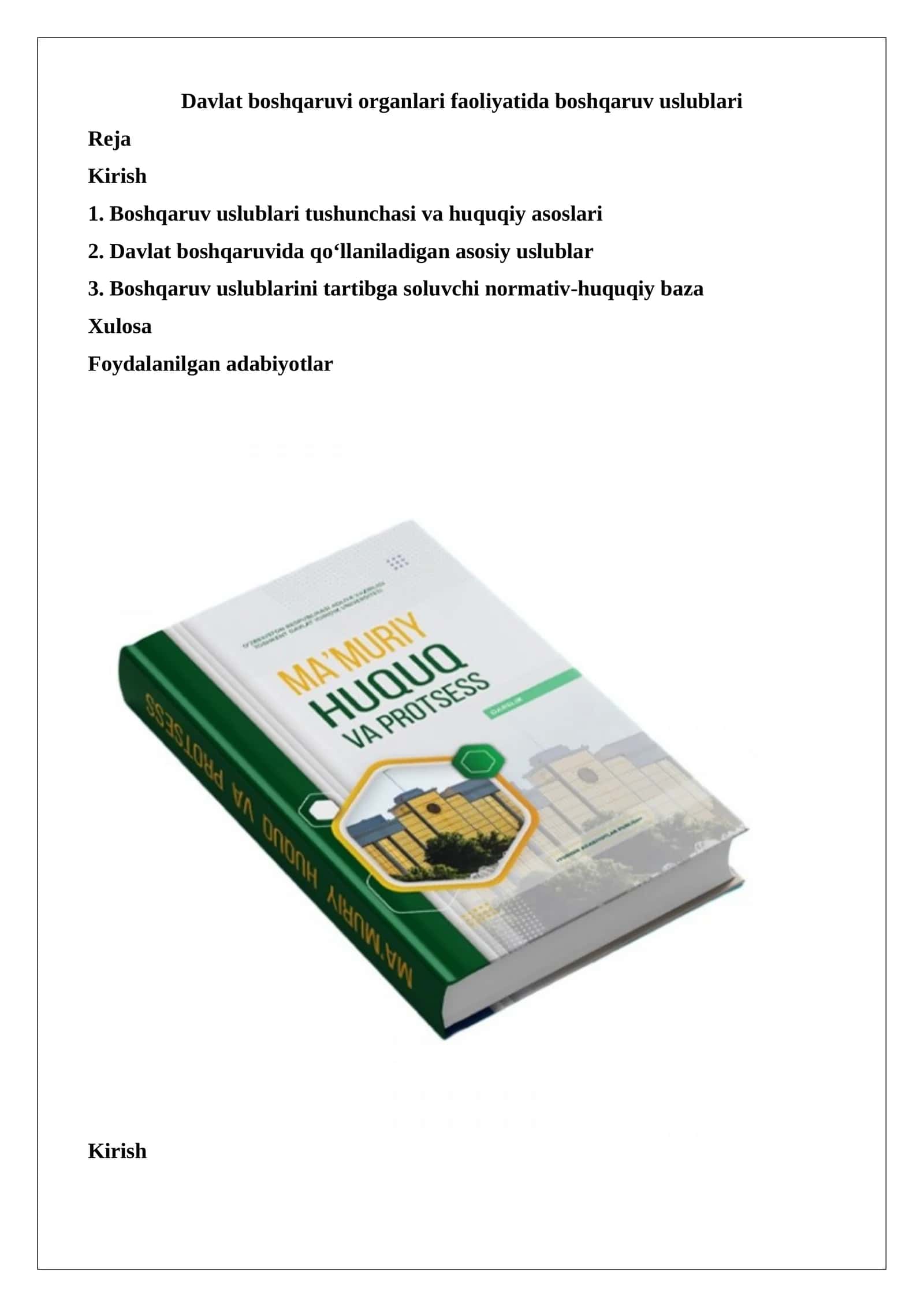 Davlat boshqaruvi organlari faoliyatida boshqaruv uslublari