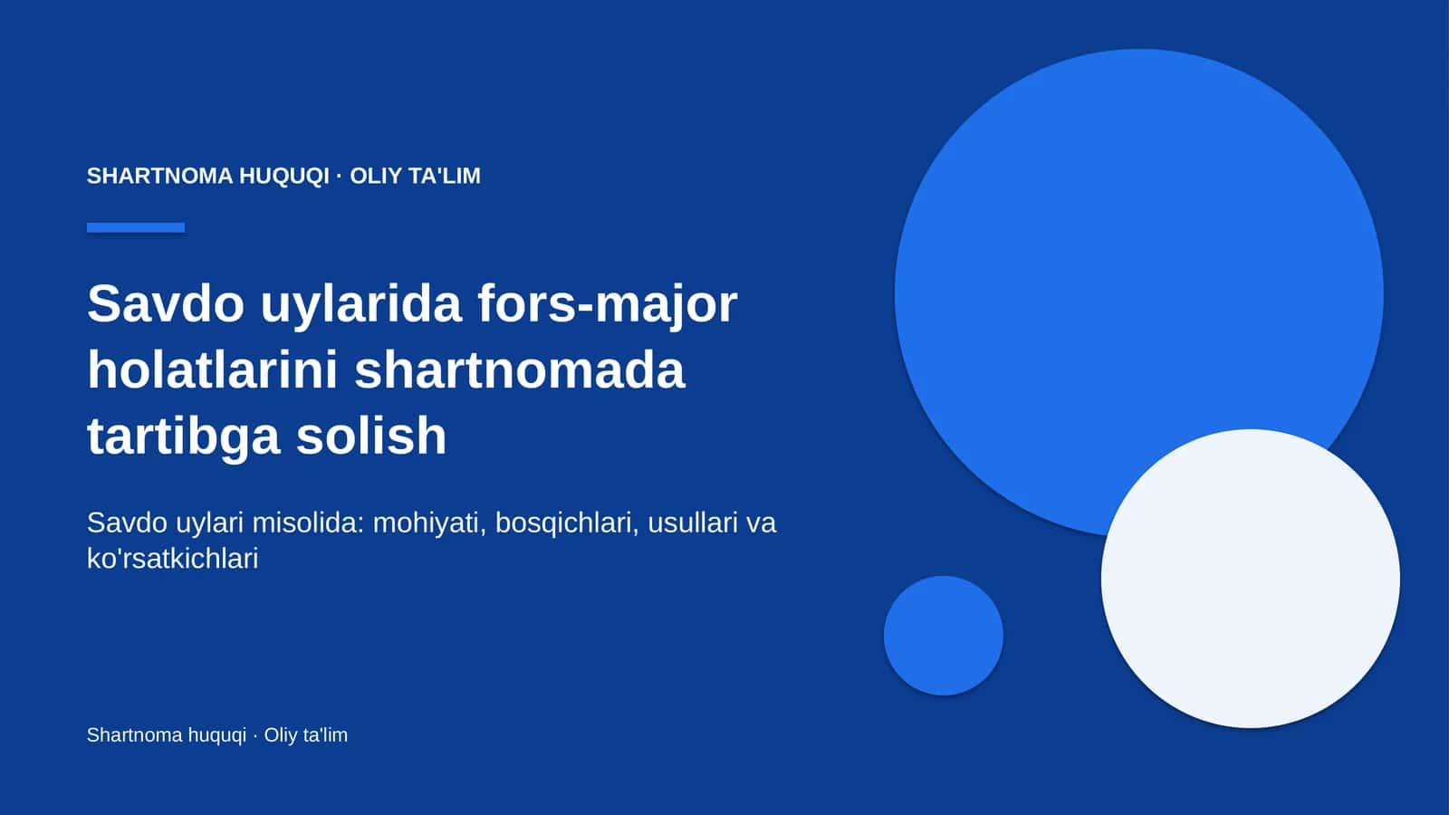 Savdo uylarida fors-major holatlarini shartnomada tartibga solish