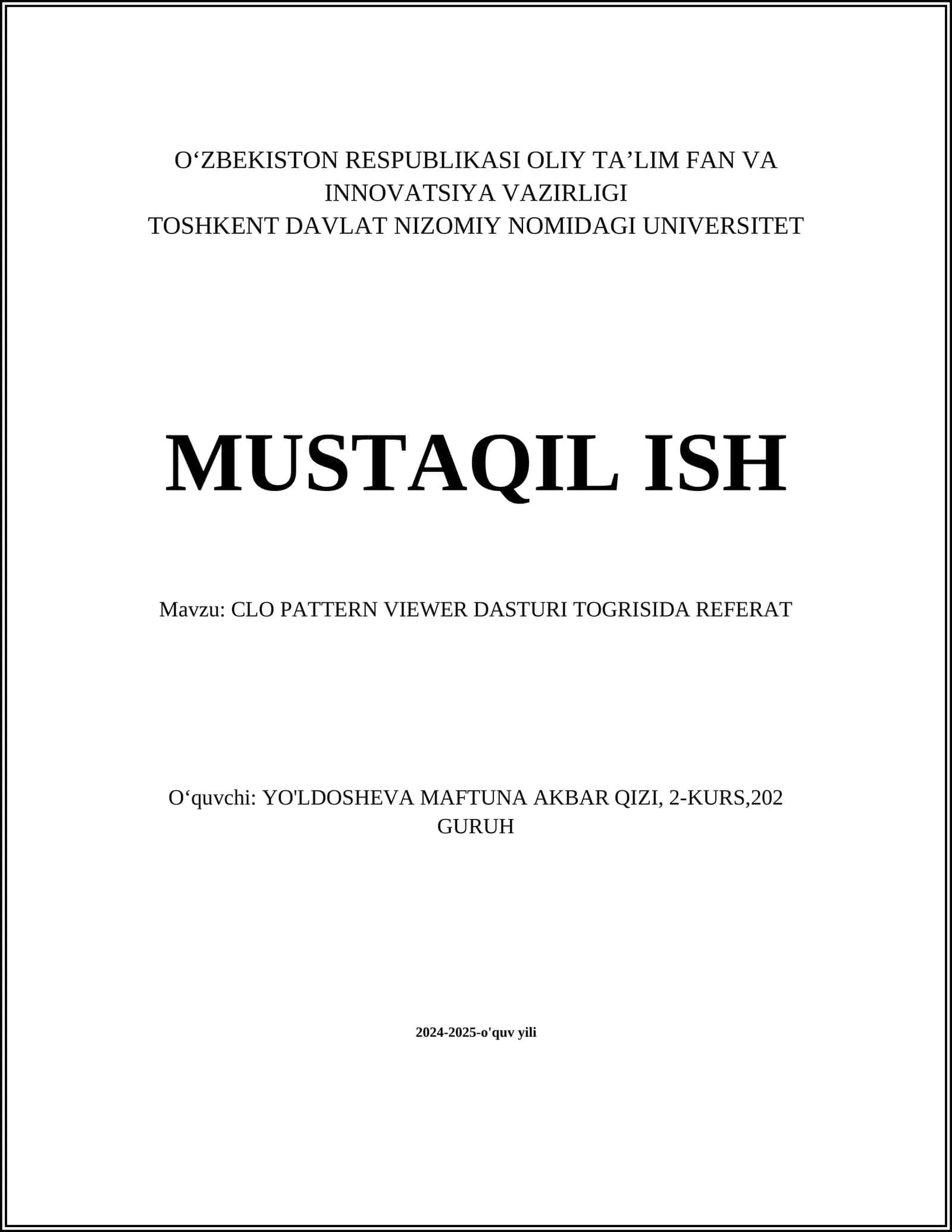 CLO PATTERN VIEWER DASTURI TOGRISIDA REFERAT