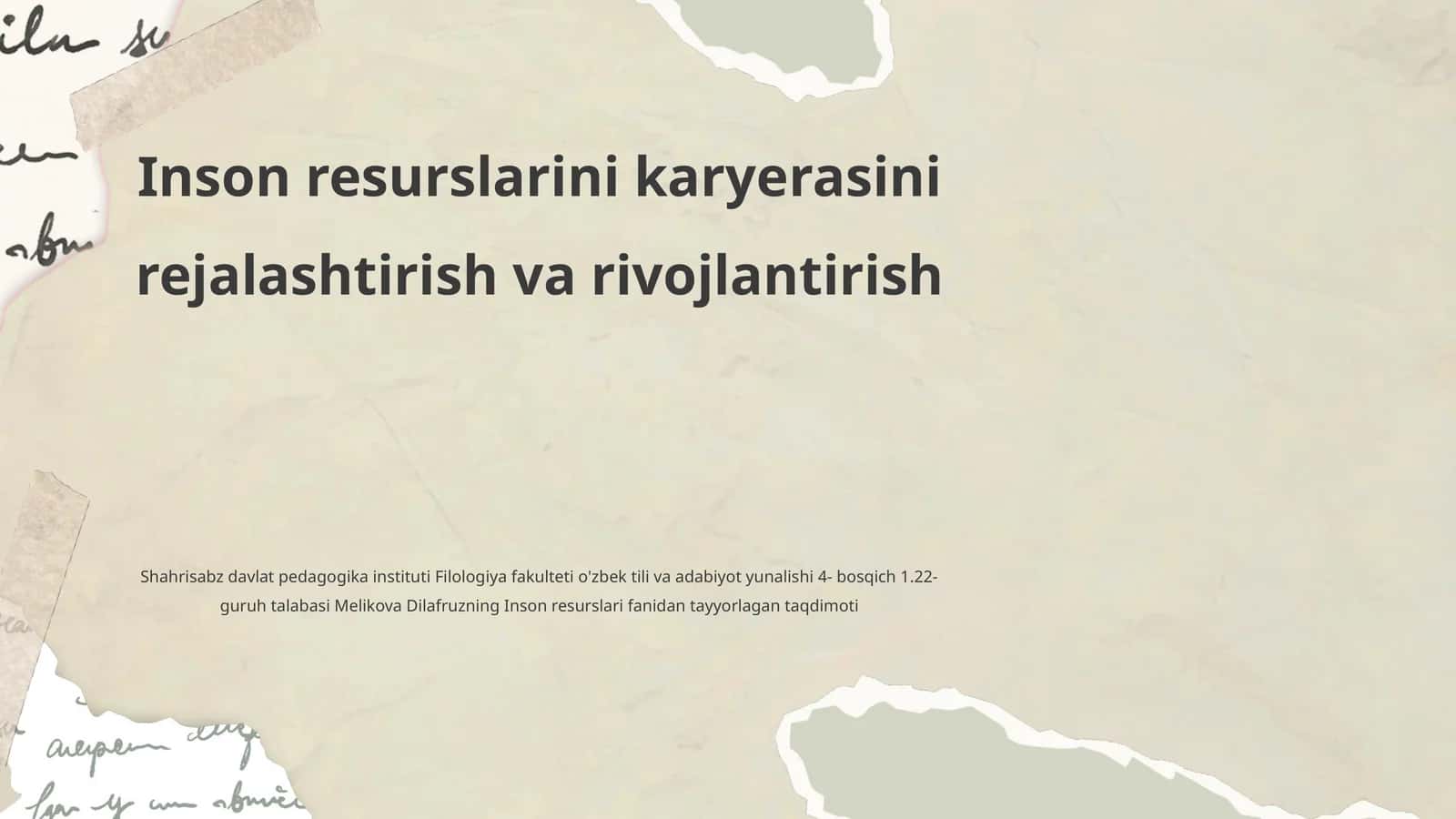 Inson resurslarini karyerasini rejalashtirish va rivojlantirish