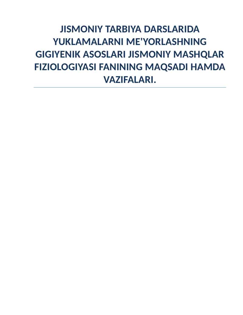 Yuklamalarni me'yorlashning gigiyenik asoslari