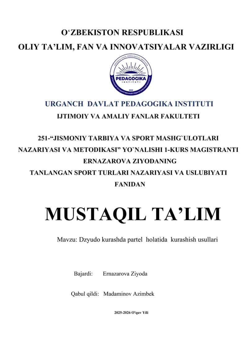 Dzyudo kurashda partel holatida kurashish usullari