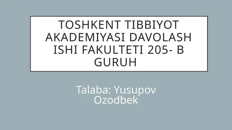 SHIKASTLANGAN O`CHOQLARDA DASTLABKI TIBBIY YORDAMNI TASHKIL ETISH
