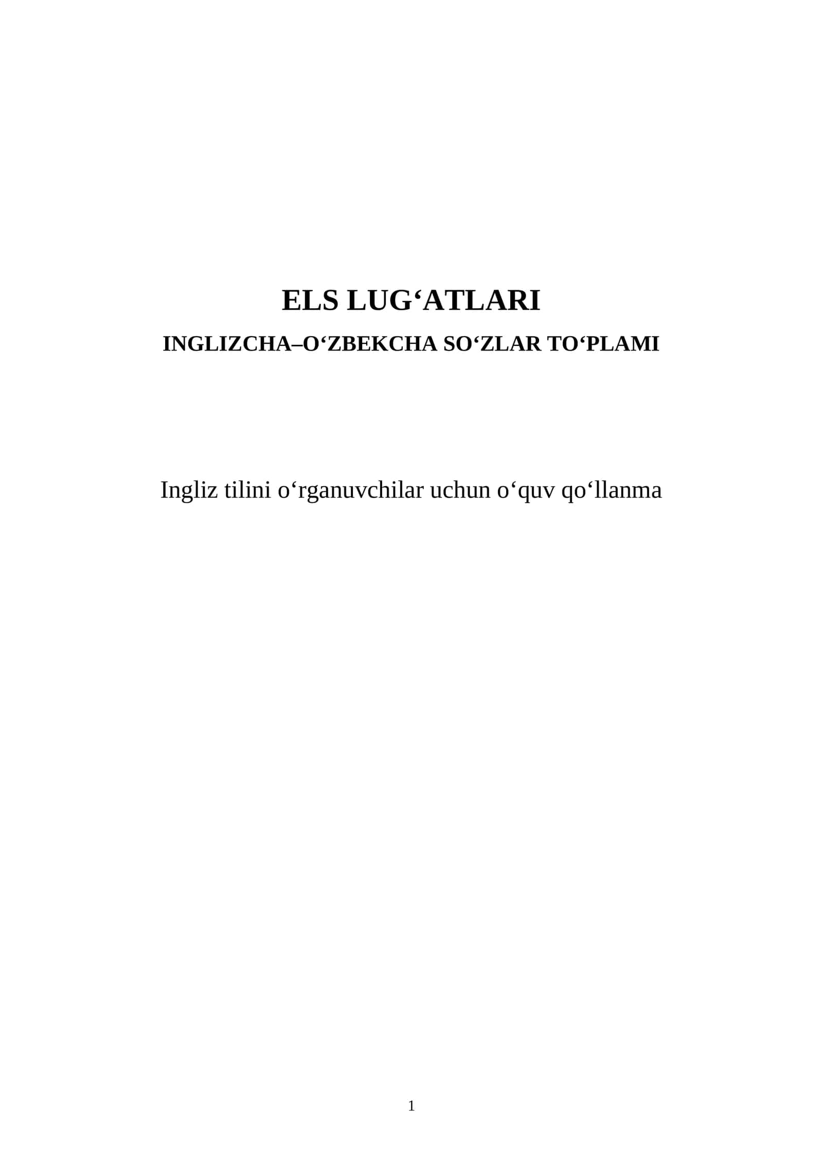 INGLIZCHA–O‘ZBEKCHA SO‘ZLAR TO‘PLAMI