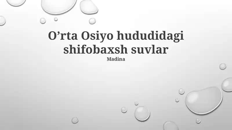 O’rta Osiyo hududidagi shifobaxsh suvlar